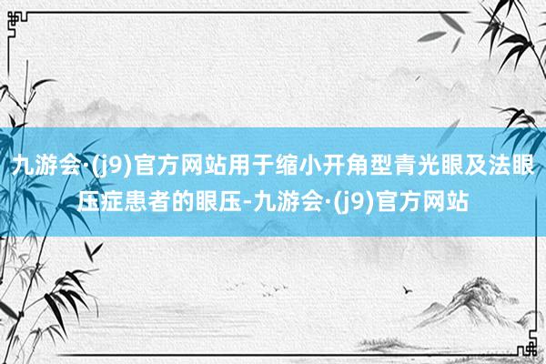 九游会·(j9)官方网站用于缩小开角型青光眼及法眼压症患者的眼压-九游会·(j9)官方网站